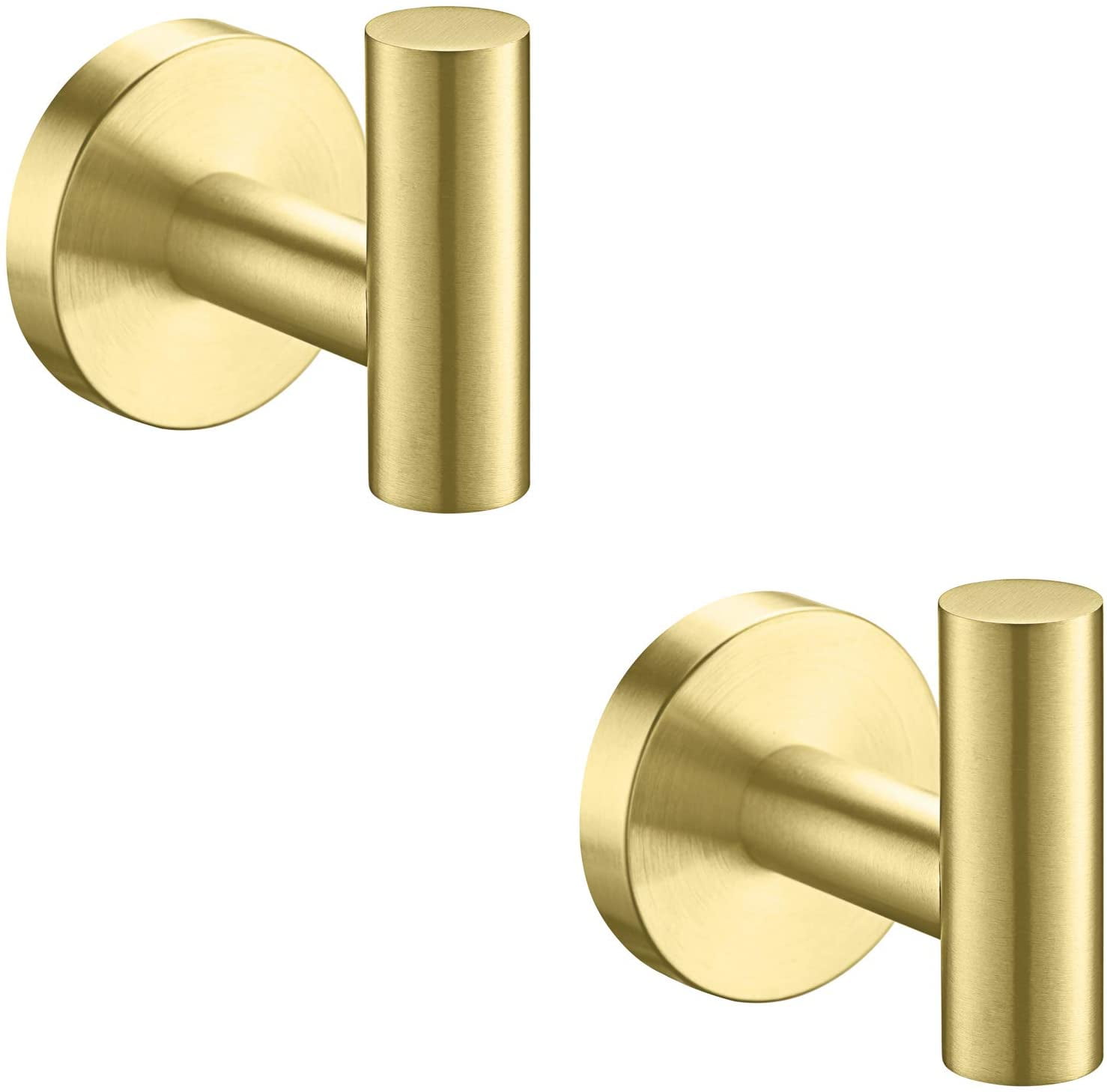 Bath Towel Hook SUS 304 Stainless Steel Coat/Robe Clothes Hook for Bath Kitchen Modern Hotel Style Wall Mounted 2 Pack Polished Chrome,Gold