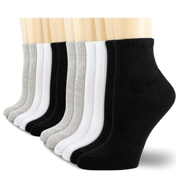 NevEND 6 Pairs Women's Men's Ankle Cotton Mini Crew Socks Athletic Running Sports with Thick Cushioned Size M Mixed Color