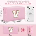 thumbnail image 2 of Soda Candy Initial Small Makeup Bag Personalized A-Z Chenille Preppy Patch Makeup Pouch Cute Toiletry Bag for Women Mom PU Cosmetic Bag for Purse Birthday Xmas Valentine Gift, V, 2 of 7