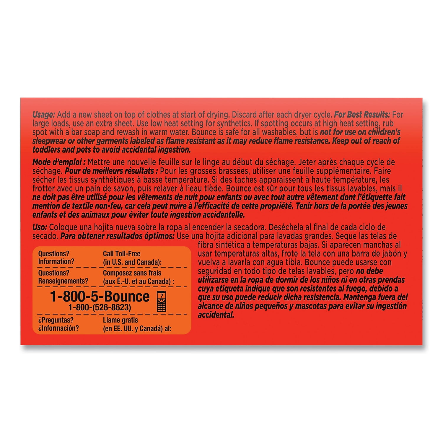 BOUNCE DRYER SHEETS- COIN VEND PACKS- 156 BOXES PER CASE