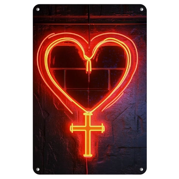 1pc Kingdom Hearts Heartless Neon-Style Metal Wall Art Waterproof Iron Painting Theme Logo Wall Decor for Living Room and Bedroom