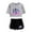 Grey, black, variant on Split Fiction Fashion and trendy women's short sleeved shorts streetwear set
