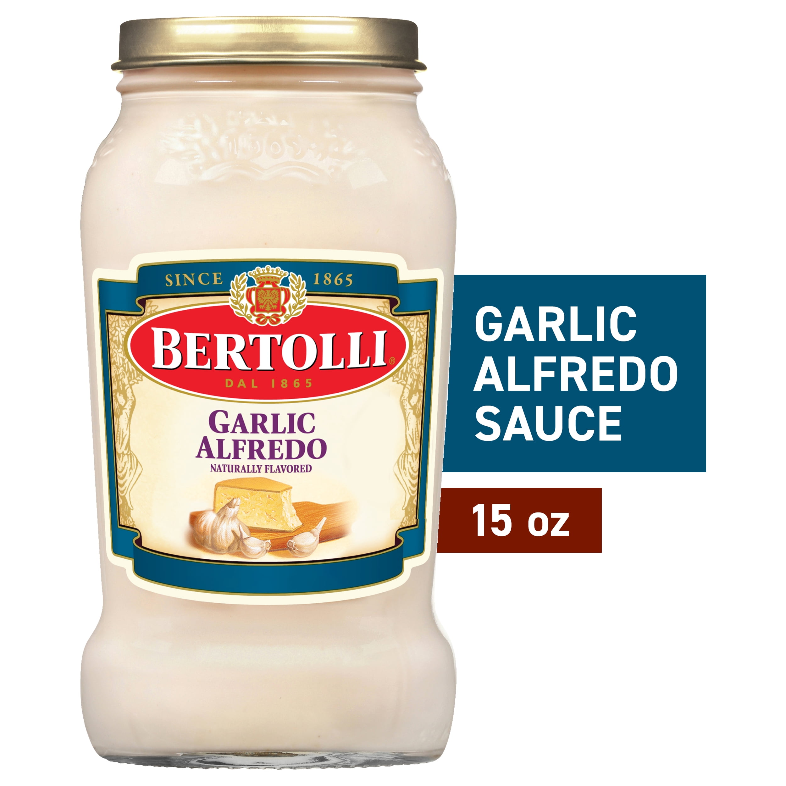 (12 pack) Bertolli Garlic Alfredo Sauce, Creamy Garlic Pasta Sauce, 15 oz