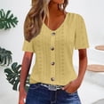 thumbnail image 2 of Womens Tops Short Sleeve Summer Tops For Women Casual Round Neck Loose Single Breasted Womens T Shirts, 2 of 6