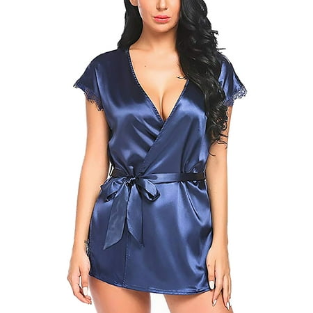 

Women Satin Nightdress Silk Lace Lingerie Nightgown Sleepwear Robe Note Please Buy One Size Larger