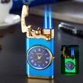 thumbnail image 2 of Dsseng Butane Torch Lighter  Double Fire Switching Lighter With Quartz Watch Metal Inflatable Windproof Blue Flame Lighter Fashion Gift Luminous  White, 2 of 5