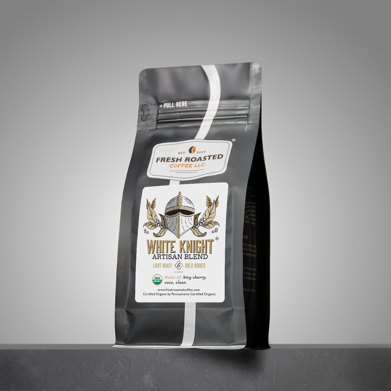 Fresh Roasted Coffee, Organic White Knight Blend Coffee, Light Roast, Drip Ground, 32 oz 2 lbs