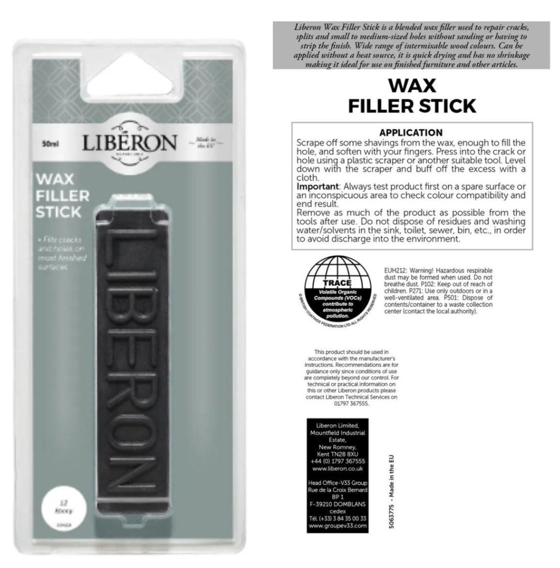 Liberon: Wax Filler Stick - Ebony