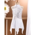 thumbnail image 7 of ZDHoor Girls Sequined Asymmetric Leotard Dress Lyrical Modern Contemporary Ballroom Dance Costumes White 10, 7 of 7