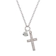 thumbnail image 2 of Delight Jewelry Silvertone Mini Cat Face with Whiskers I Set You Apart Engraved Cross Zoey Necklace, 28", 2 of 4