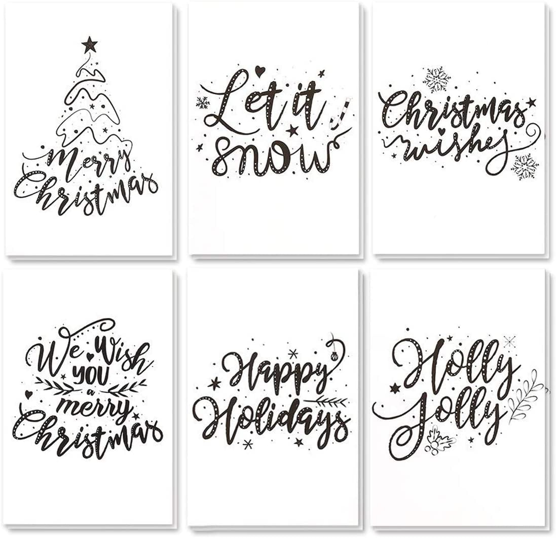 Download 48 Pack Merry Christmas Greeting Cards Bulk Box Set Winter Holiday Xmas Greeting Cards With Artistic Word Art Design Envelopes Included 4 X 6 Inches Walmart Com Walmart Com