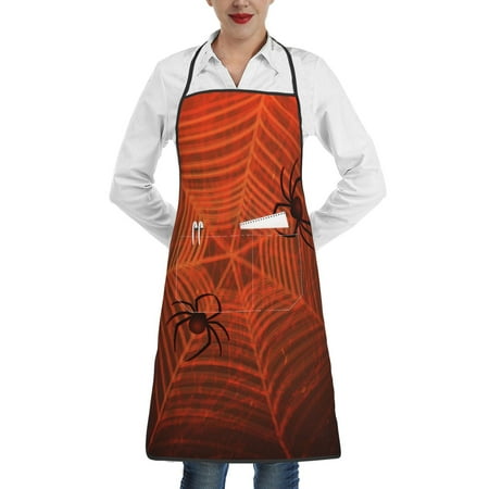 

Gaeub Spider Web Kitchen Cooking Aprons Adjustable Bib Apron Waterdrop and Oil Resistant Kitchen Chef Apron for Women Men