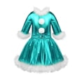 thumbnail image 4 of ZDHoor Kids Girls Christmas Dance Costume Metallic Jazz Tap Modern Figure Ice Skating Tutu Dress Lake Blue 12, 4 of 6