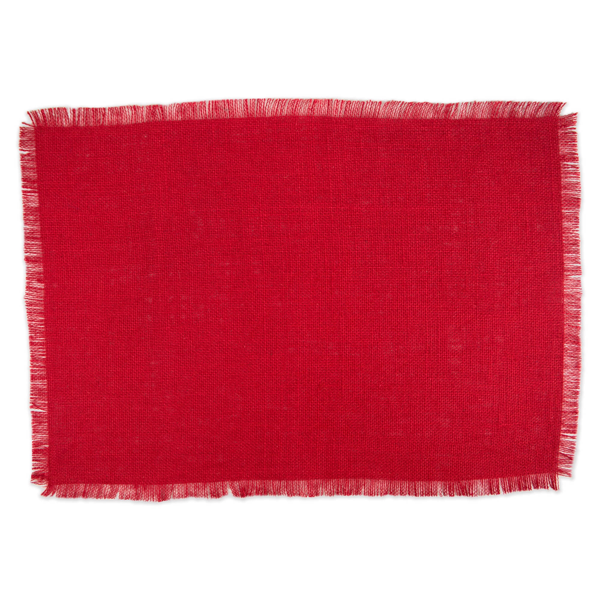 DII Jute Solid Placemat Set 6/6, Tango Red, 13x19"