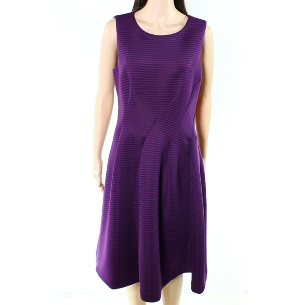 Calvin Klein Calvin Klein NEW Purple Womens Size 12 Twisted Scuba A Line Dress