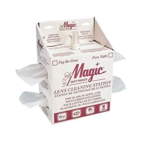 Magic Disposable Lens Cleaning Station, 16oz Dispenser Bottle of Anti-Fog, Anti-Stat Fluid and 1200 5x8 Tissues - 4 Each