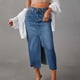 thumbnail image 2 of Falda vaquera de mujer: cintura media-alta, bolsillos, midi elástica y ajustada, informal/para fiesta, tallas S-XXL, 2 of 8
