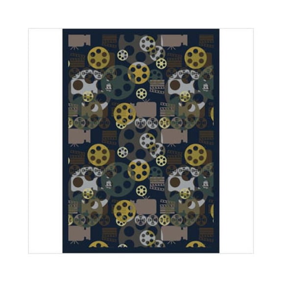 Blockbuster Navy 3 ft.10 in. x 5 ft.4 in.  WearOn Nylon Machine Tufted- Cut Pile Gaming and Entertainment Rug