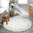 thumbnail image 4 of Area Rug 48in, Pastoral Wildflower Herbs Plant Floor Carpet Living Room Rug, Farmhouse Floral on White Non-Slip Welcome Mat Indoor Rugs for Bedroom Dining Room, 4 of 9