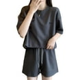 thumbnail image 5 of Women Top Shorts Set Summer Women Tracksuit 2 Pcs/set O Neck Short Sleeve T-shirt Elastic Waist Shorts Casual Sport Clothes for Lady Exercise, 5 of 7