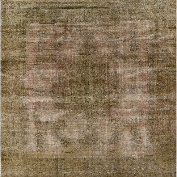 Ahgly Company Indoor Square Mid-Century Modern Orange Brown Oriental Area Rugs, 6' Square