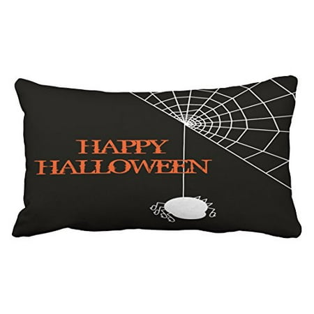 WinHome Fun Happy Halloween Trick Or Treat Spider With Web Throw Pillow Cushion Cover Case 20X30 Inches Pillowcases Two Side