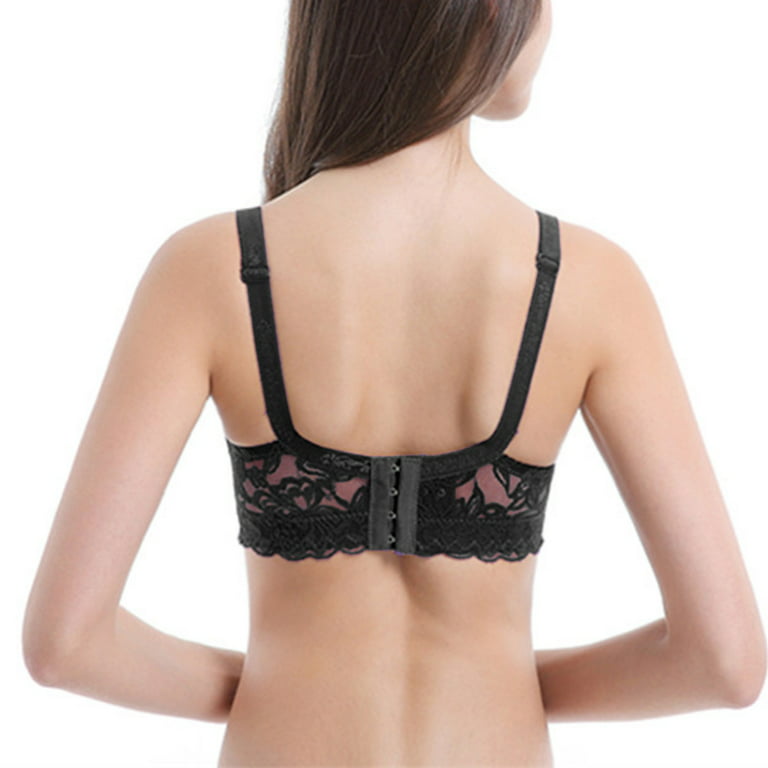 LYCAQL Lingerie for Women Womens Lace Gathered Bra Straps Cup Underwear  Bra's for Women (Black, 80B) 