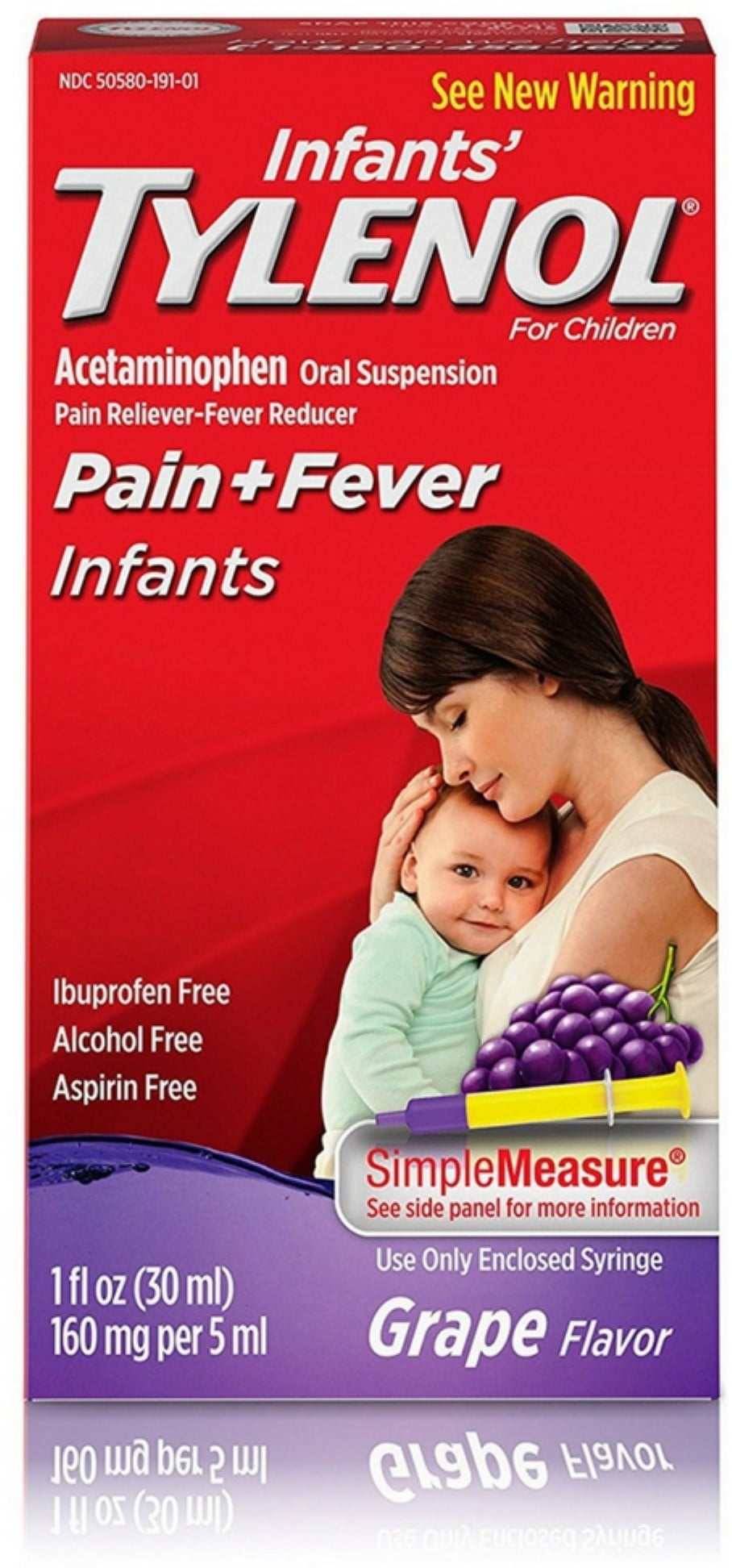 TYLENOL Pain + Fever Infants, Grape Flavor 1 oz (Pack of 3)