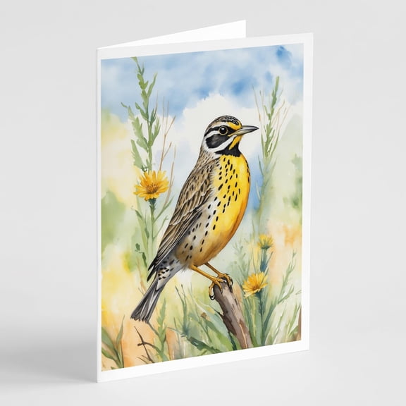 Carolines Treasures DAC7451GCA7P 5 x 7 in. North Dakota Western Meadowlark Greeting Cards - Pack of 8