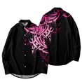 thumbnail image 2 of Camisas Para Hombre Manga Larga Negra Camisa de manga larga holgada de los hombres de la impresión digital 3d de la tendencia de la moda (Pink, 4XL), 2 of 4