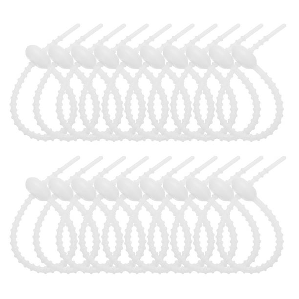 Uxcell 6 Pulgadas Bridas de Silicona, 20pcs Organizador de Bridas de Goma Reutilizables para Hogar Oficina Cocina Bolsas de Comida Cables Clip Ajustable, Blanco