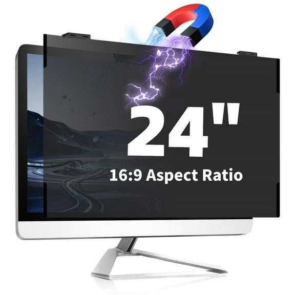 Gudteke Magnetic 24 Inch Privacy Screen Filter for 16:9 Widescreen Monitor - Removable Anti Glare & Blue Light Protector