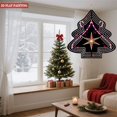 thumbnail image 4 of Stylish Metal Hanging Christmas Tree Wind Spinner - Concentric White Lines Golden Star Colorful Stripes & Festive Red Accents for Garden Decor, 4 of 7