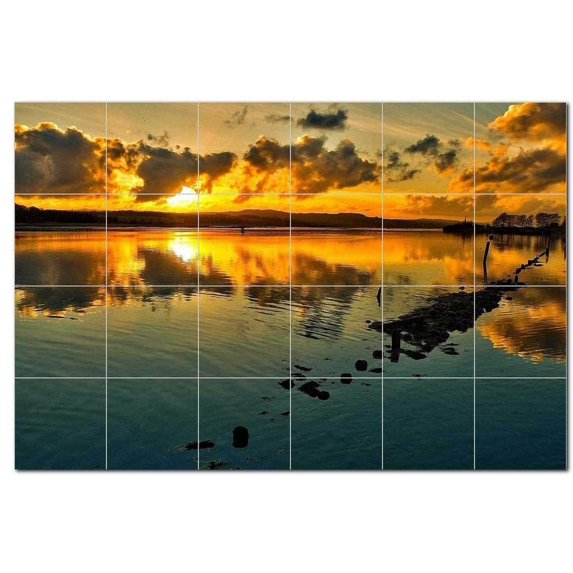 Sunset Photo Ceramic Tile Mural Kitchen Backsplash Bathroom Shower, 405929-L64