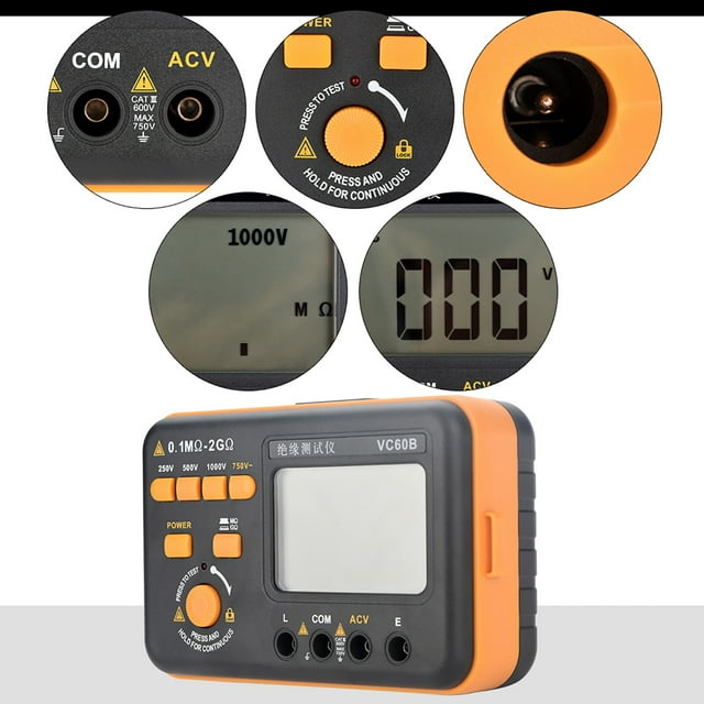 Medidor de ohmios VC60B LCD Digital resistencia de aislamiento de 200 miliohmios/2G ANGGREK Otros
