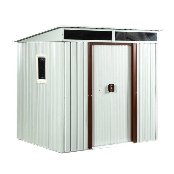 6ft x 5ft Outdoor Metal Storage Shed With window and Metal foundation White