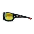 thumbnail image 3 of Choppers Classic Foam Pad Goggle Style Wrap Biker Sunglasses Matte Black Red Orange Mirror, 3 of 4