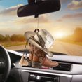 thumbnail image 2 of Car Rearview Mirror Pendant, Cowboy Boots and Hats Flat Acrylic Car Hanging, Car Interior Decoration, 2 of 5