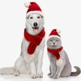 thumbnail image 3 of Gorro, bufanda y traje de Papá Noel para mascotas Ropa navideña para perros y gatos, 3 of 5