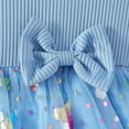 thumbnail image 6 of HOMADLES Toddler Kid Dress Crewneck Long Sleeve Mesh Stretch Short Sleeve Ruffed Summer Princess Dress Dress Blue 2-3T, 6 of 9