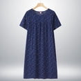 thumbnail image 2 of Middle aged and elderly women's cotton silk short sleeved nightgown, women's new sleepwear, summer thin style, mom's loose artificial cotton dress, 2 of 3