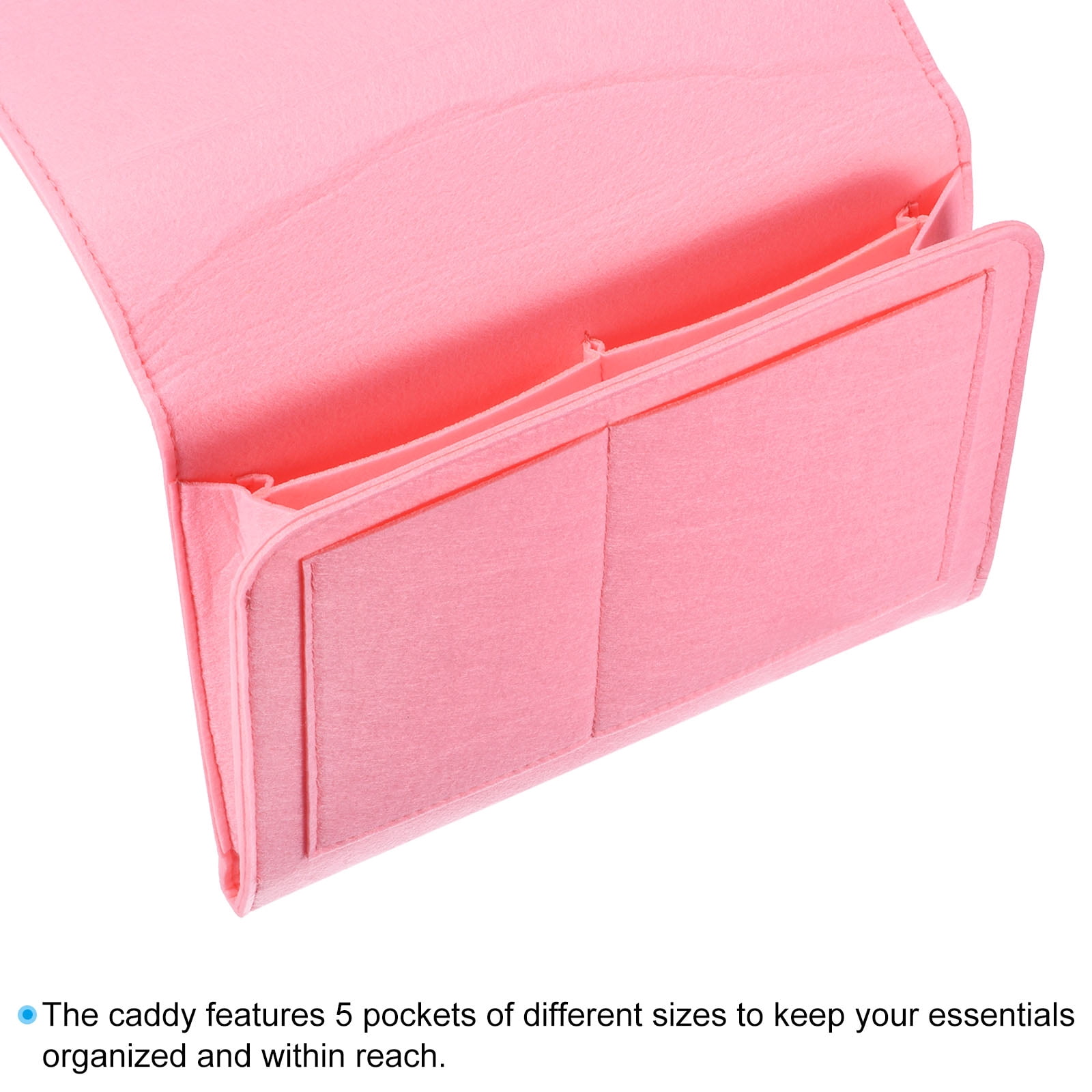 Unique Bargains Felt Bedside Hanging Organizer for Remotes and Phones Pink 11"