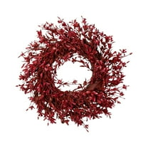 Artificial Halloween Wreath for Front Door, Fall Faux Wreath Decorations Green Artificial Branches for Indoor Wall, Windows, Outdoor Porch Home Decor, 17in