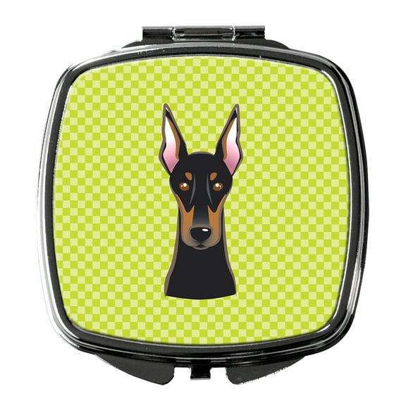 Checkerboard Lime Green Doberman Compact Mirror BB1307SCM
