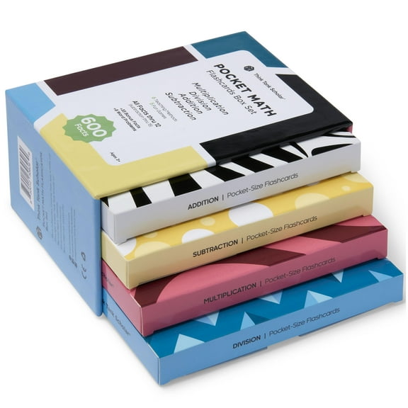 Think Tank Scholar Math Flash Cards Set Addition, Subtraction, Multiplication & Division 3.7" x 2.5"