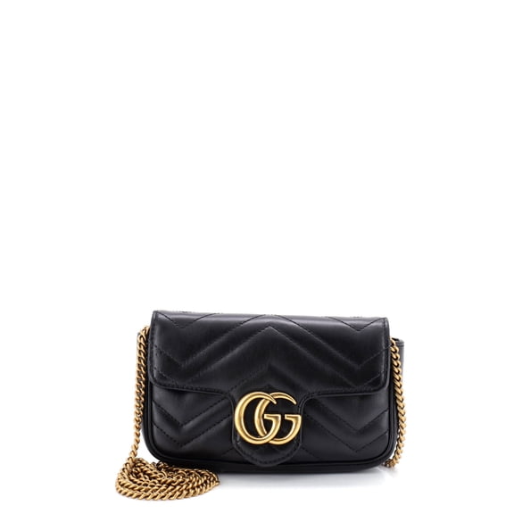 Pre-Owned GG Marmont Flap Bag Matelasse Leather Super Mini By Rebag