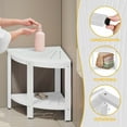 thumbnail image 3 of DEXTRUS Poly Lumber Shower Bench 18" Shower Stool Corner Bench with Storage Shelf, Wood Texture Corner Seat for Bathroom, Spa, Corner Shower Stool for Bathroom Living Room (White), 3 of 10