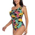 thumbnail image 2 of Haiem Angry Shark Pattern Women's One Piece Swimsuits Tummy Control One Shoulder Bathing Suits Ruffle Swimwear-XX-Large, 2 of 8