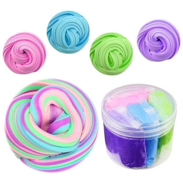 Kit de slime esponjoso 4 en 1, arcilla elástica y suave, no tóxica, para niños y adultos.