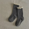 thumbnail image 2 of Povozer Little Girls Vintage Ruffle Ankle Lace Socks Toddler Girl Boot Socks(Dark Gray,3-5Y), 2 of 3